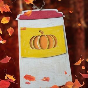 Anthropology Pumpkin Art with Red and Yellow Accents